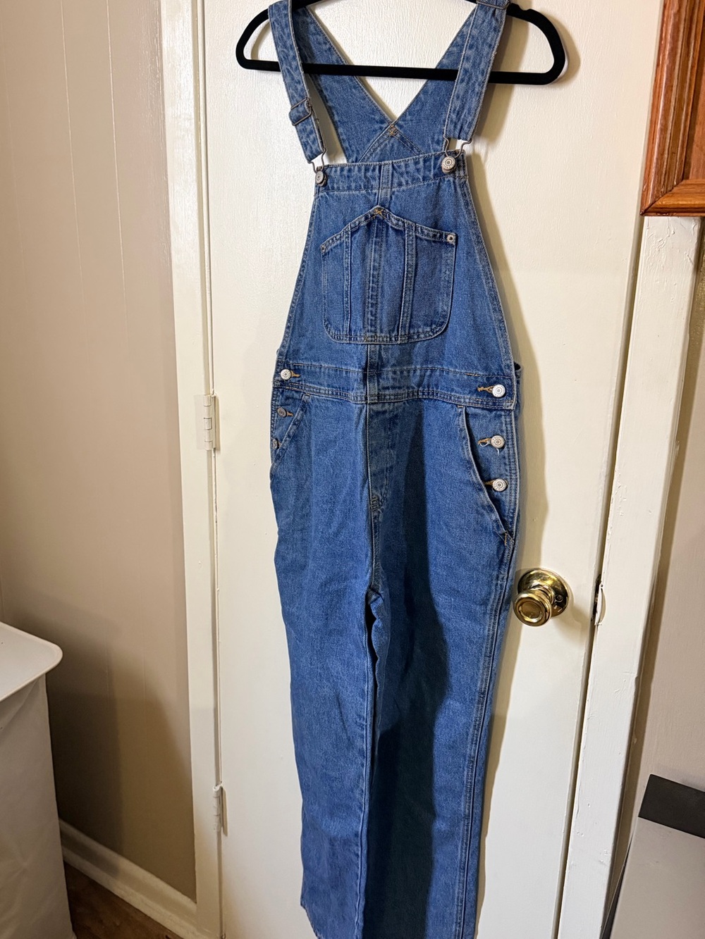 Old Navy Blue Denim Overalls with Contrast Stitching